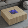 Stolik kawowy z LED Infinity, dąb sonoma, 100x100x40 cm