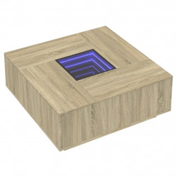 Stolik kawowy z LED Infinity, dąb sonoma, 100x100x40 cm