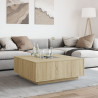 Stolik kawowy z LED Infinity, dąb sonoma, 100x100x40 cm