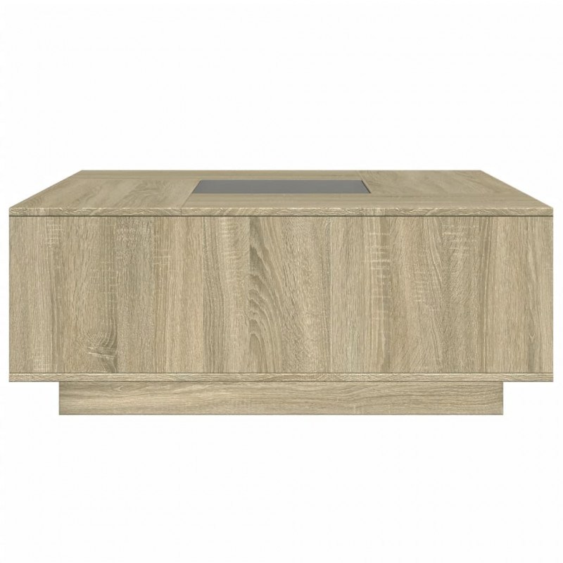 Stolik kawowy z LED Infinity, dąb sonoma, 100x100x40 cm