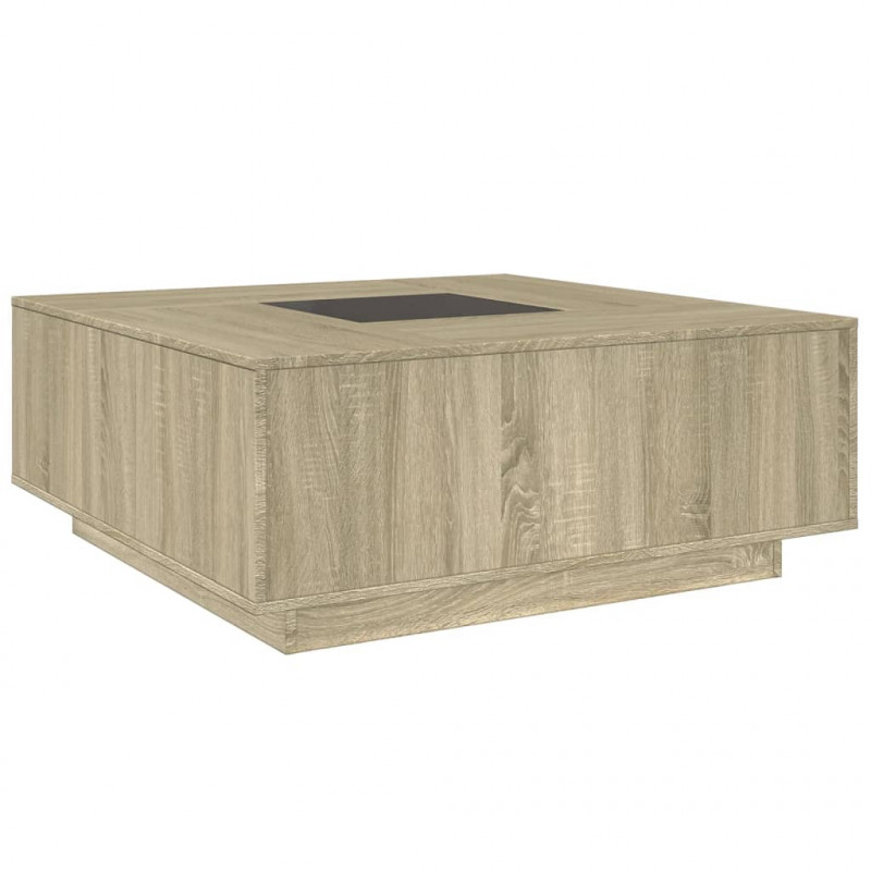 Stolik kawowy z LED Infinity, dąb sonoma, 100x100x40 cm