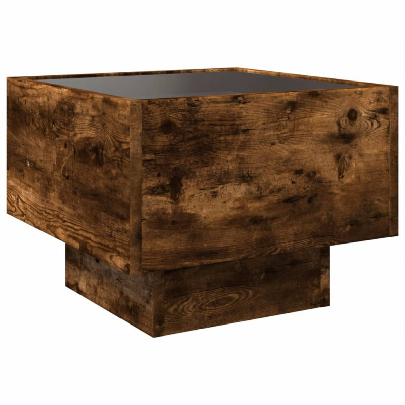 Stolik nocny z LED Infinity, przydymiony dąb, 40x40x30 cm