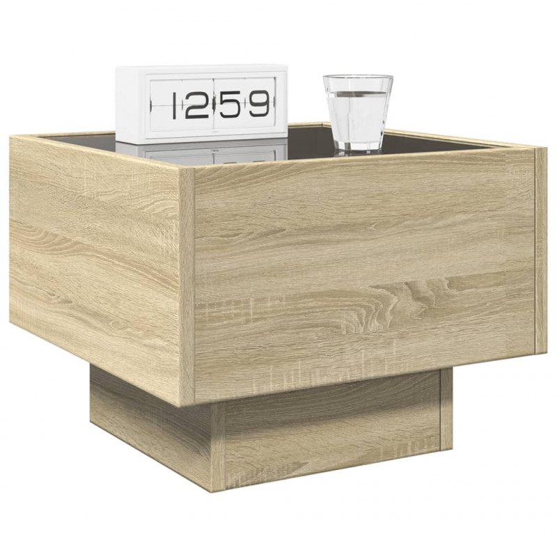 Stolik nocny z LED Infinity, dąb sonoma, 40x40x30 cm