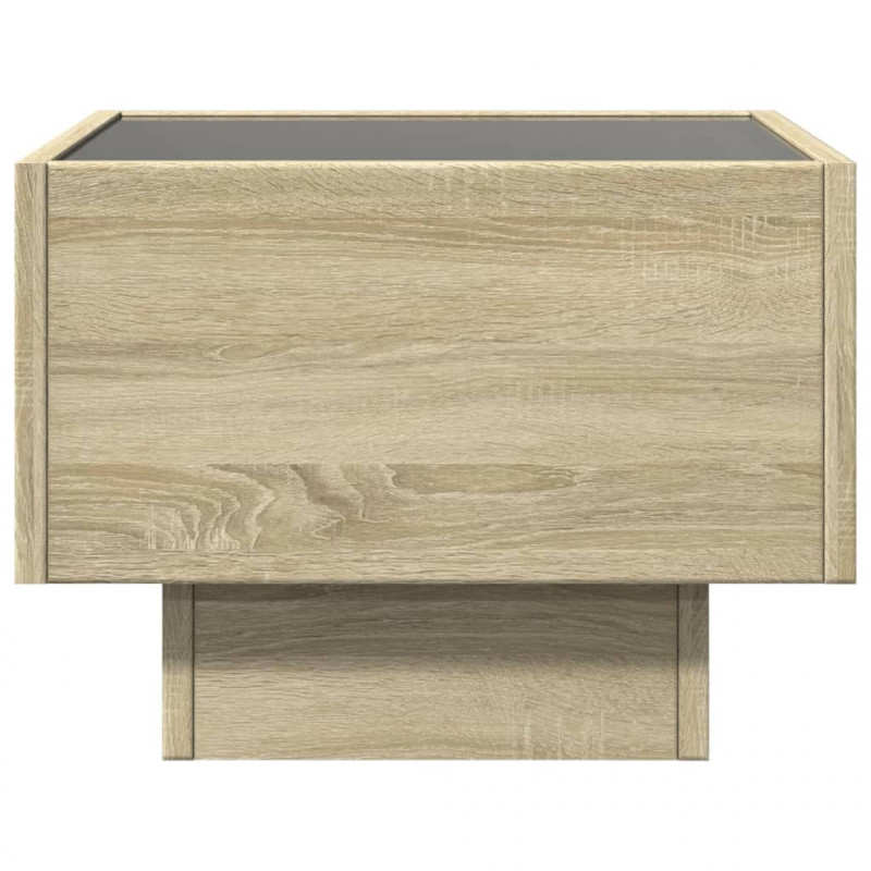 Stolik nocny z LED Infinity, dąb sonoma, 40x40x30 cm
