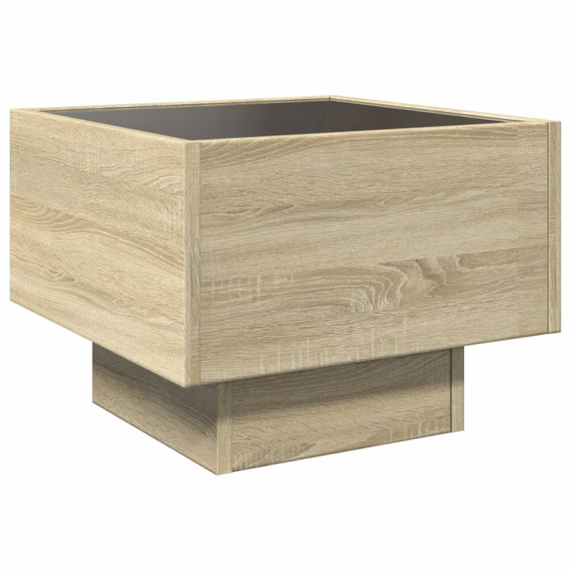 Stolik nocny z LED Infinity, dąb sonoma, 40x40x30 cm