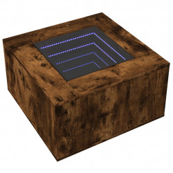 Stolik kawowy z LED, przydymiony dąb, 60x60x40 cm