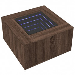 Stolik kawowy z LED, brązowy dąb, 60x60x40 cm