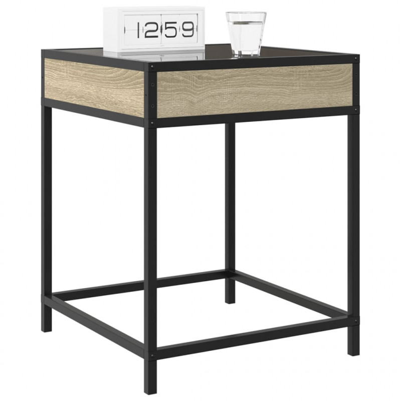 Stolik nocny z LED Infinity, dąb sonoma, 40x40x51 cm
