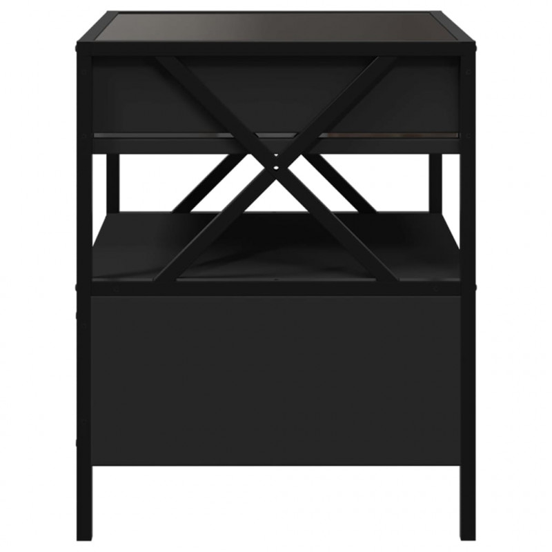 Stolik nocny z LED Infinity, czarny, 40x40x51 cm