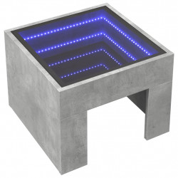 Stolik kawowy z LED Infinity, szarość betonu, 40x40x30 cm