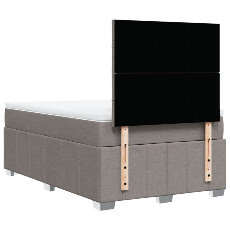Łóżko kontynentalne z materacem, taupe, 120x190 cm, tkanina