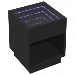 Stolik nocny z LED Infinity, czarny, 40x40x50 cm