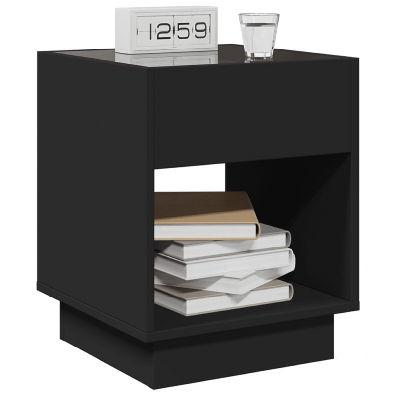 Stolik nocny z LED Infinity, czarny, 40x40x50 cm