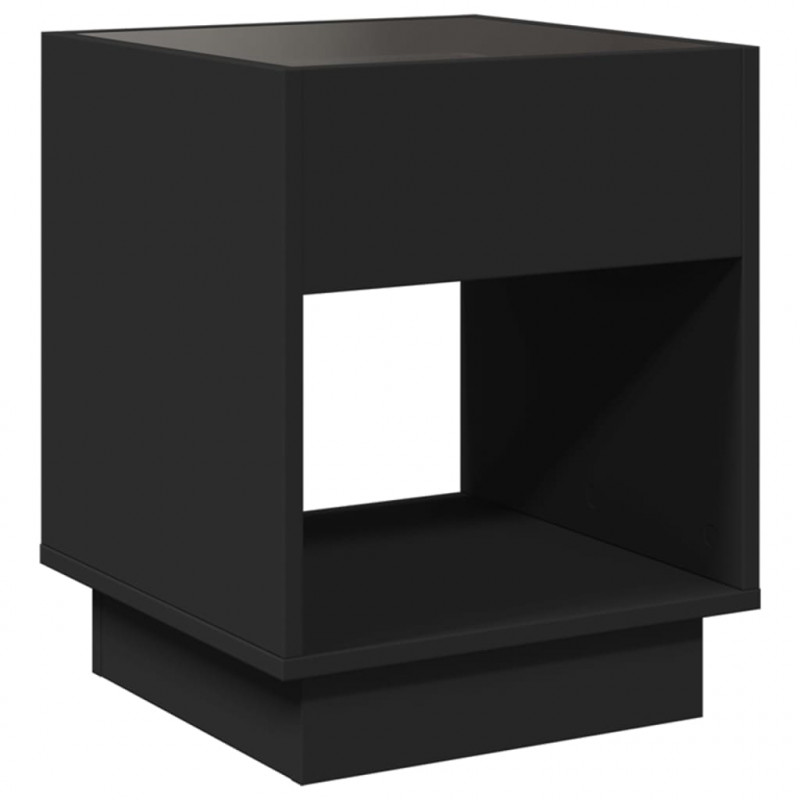 Stolik nocny z LED Infinity, czarny, 40x40x50 cm
