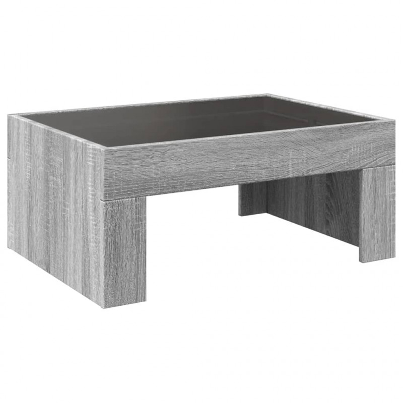 Stolik kawowy z LED Infinity, szary dąb sonoma, 70x50x30 cm