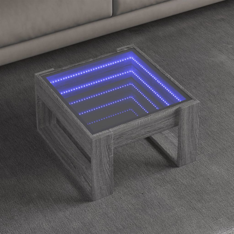 Stolik kawowy z LED Infinity, szary dąb sonoma, 50x53x30 cm