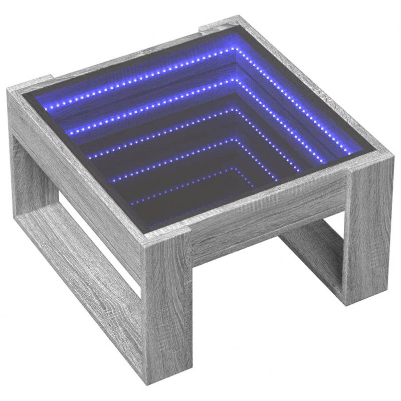 Stolik kawowy z LED Infinity, szary dąb sonoma, 50x53x30 cm