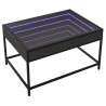 Stolik kawowy z LED Infinity, czarny, 70x50x41 cm
