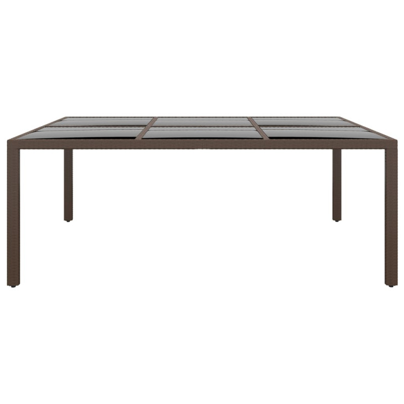 Stół ogrodowy, szklany blat, brązowy, 200x150x75 cm, rattan