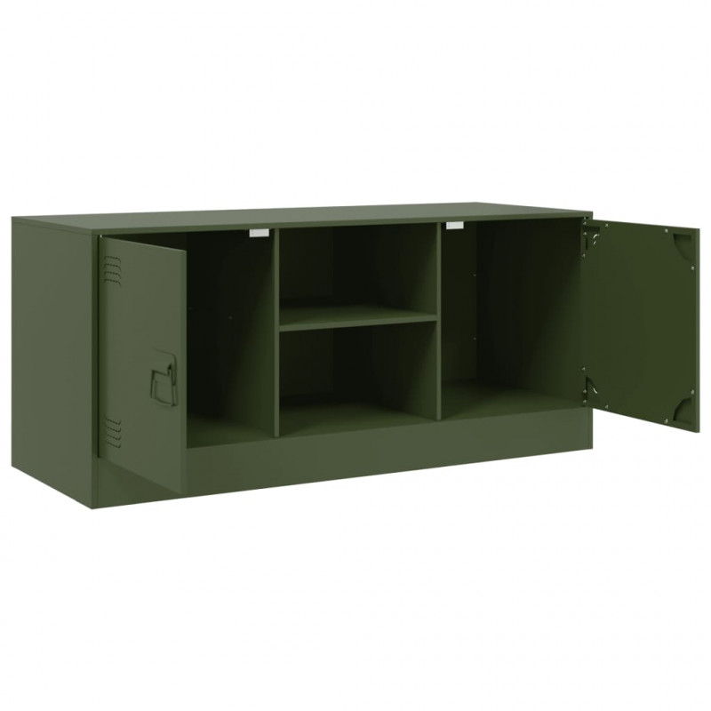 Szafka pod telewizor, oliwkowa, 99x39x44 cm, stalowa