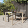 Stół ogrodowy, 90x90x75 cm, szkło i rattan PE, beżowy