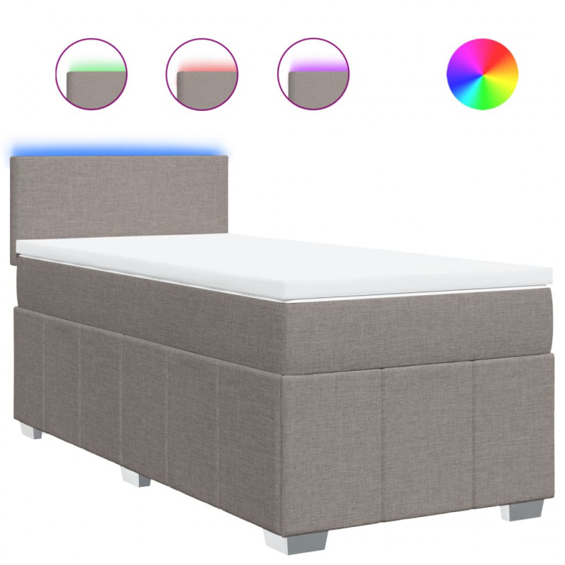 Łóżko kontynentalne z materacem, taupe, tkanina, 100x200 cm