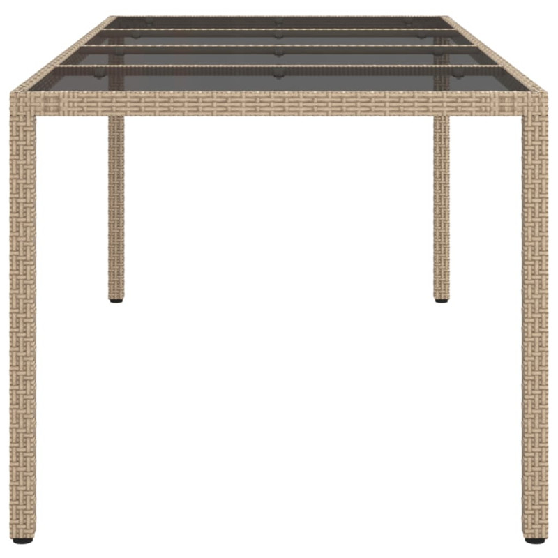 Stół ogrodowy, beżowy, 190x90x75 cm, szkło i rattan PE