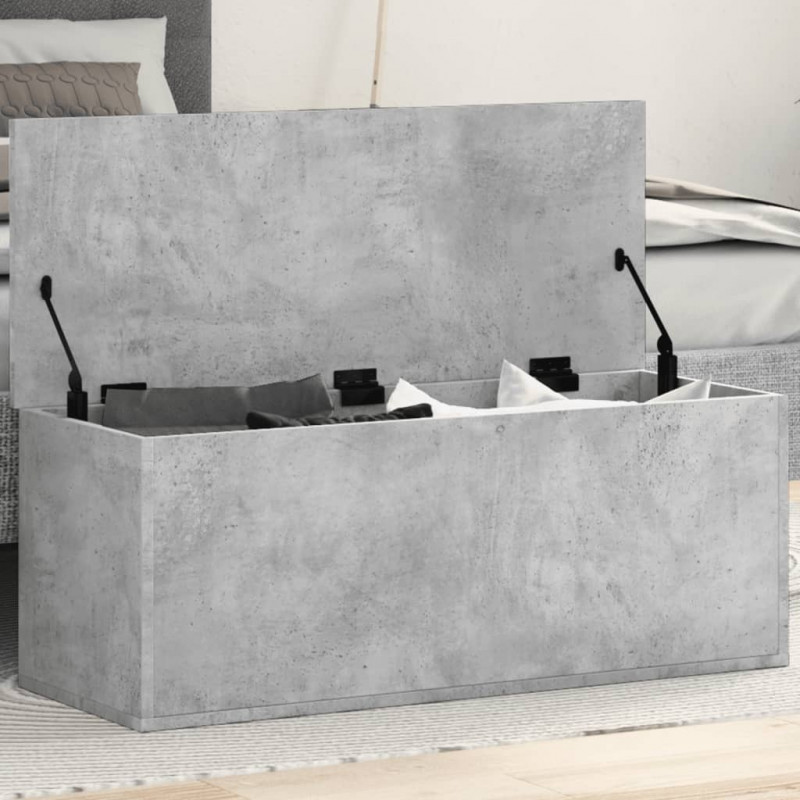 Skrzynia, szarość betonu, 90x35x35 cm, materiał drewnopochodny