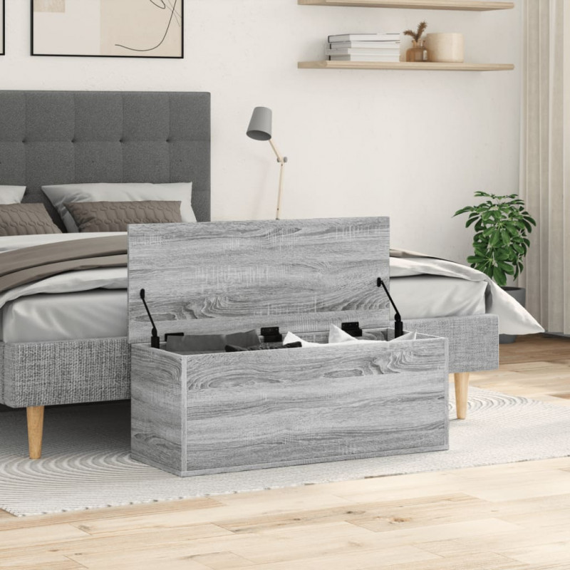 Skrzynia, szary dąb sonoma, 90x35x35, materiał drewnopochodny