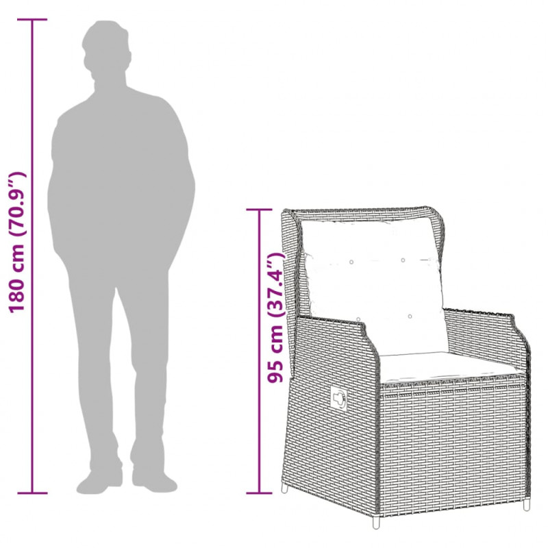 Rozkładane fotele ogrodowe 2 szt., poduszki, beżowy rattan PE