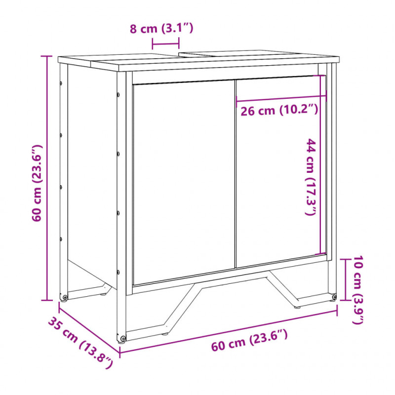 Szafka pod umywalkę, dąb sonoma, 60x35x60 cm