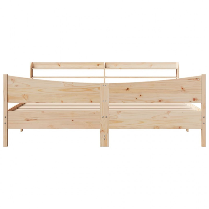 Rama łóżka z wezgłowiem, 200x200 cm, lite drewno sosnowe