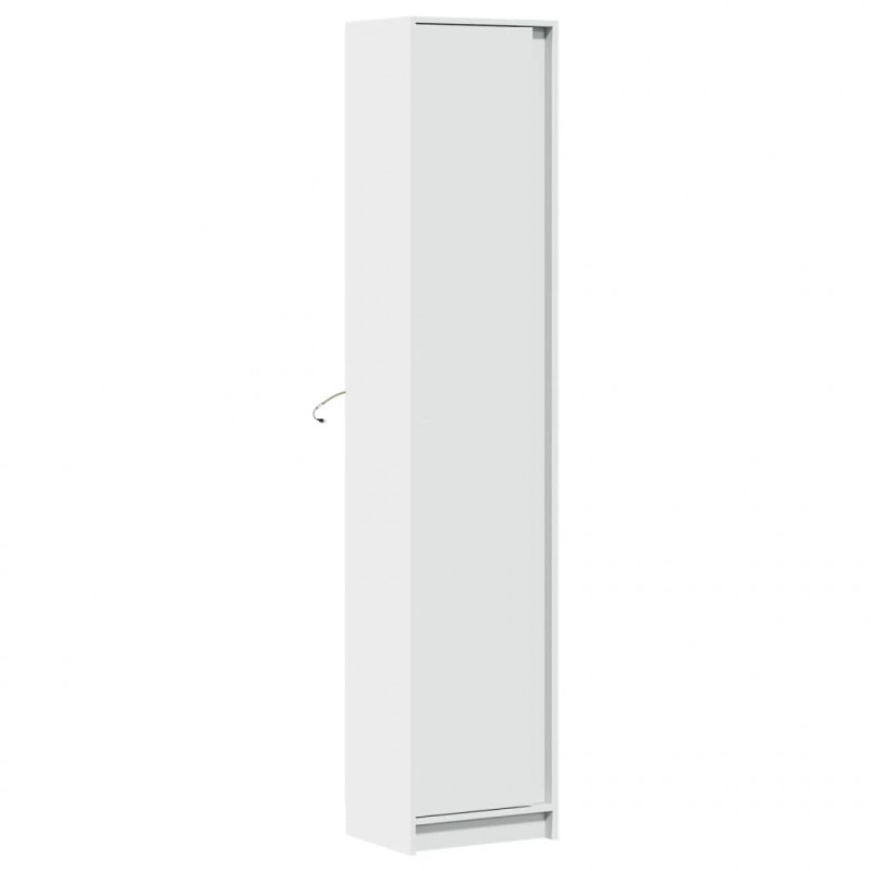 Wysoka szafka z LED, biała, 41,5x32,5x200 cm
