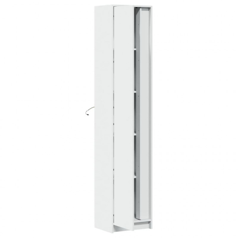 Wysoka szafka z LED, biała, 41,5x32,5x200 cm