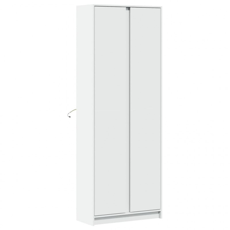 Wysoka szafka z LED, biała, 74x32,5x200 cm