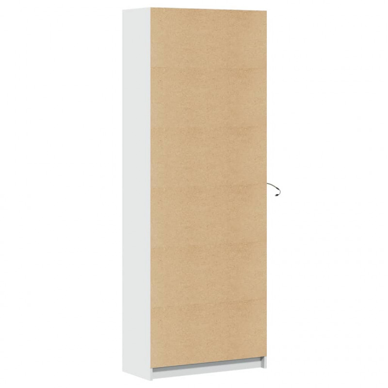 Wysoka szafka z LED, biała, 74x32,5x200 cm