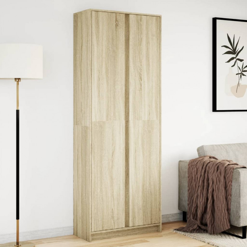 Wysoka szafka z LED, dąb sonoma, 74x32,5x200 cm