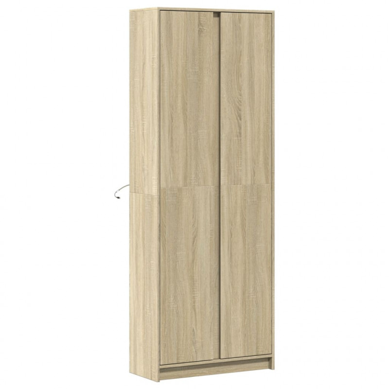 Wysoka szafka z LED, dąb sonoma, 74x32,5x200 cm