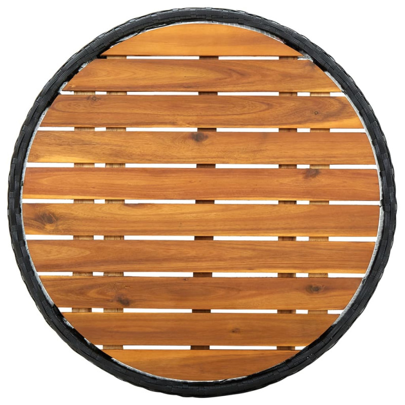 Stolik herbaciany, czarny, 60 cm, rattan PE i drewno akacjowe