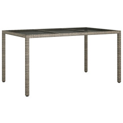 Stół ogrodowy, 150x90x75 cm, szkło i rattan PE, szary