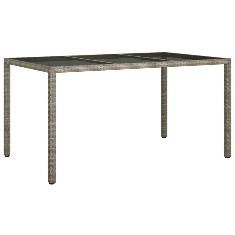 Stół ogrodowy, 150x90x75 cm, szkło i rattan PE, szary