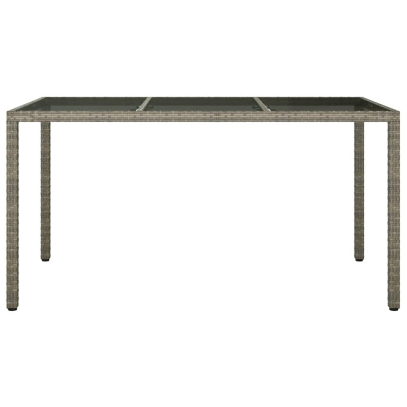 Stół ogrodowy, 150x90x75 cm, szkło i rattan PE, szary