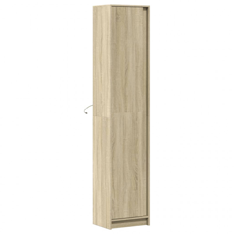 Wysoka szafka z LED, dąb sonoma, 41,5x32,5x200 cm