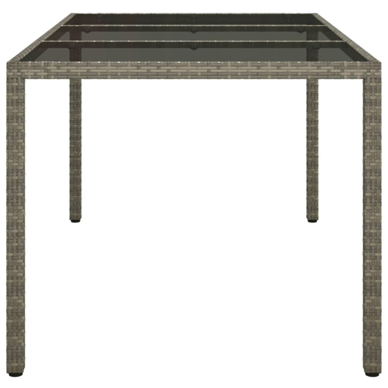 Stół ogrodowy, 150x90x75 cm, szkło i rattan PE, szary