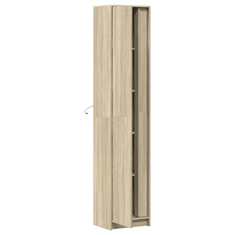 Wysoka szafka z LED, dąb sonoma, 41,5x32,5x200 cm