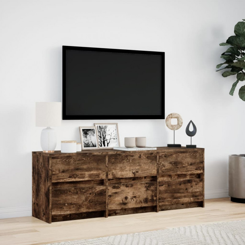 Szafka pod TV z LED, przydymiony dąb, 140x34x50 cm