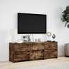 Szafka pod TV z LED, przydymiony dąb, 140x34x50 cm