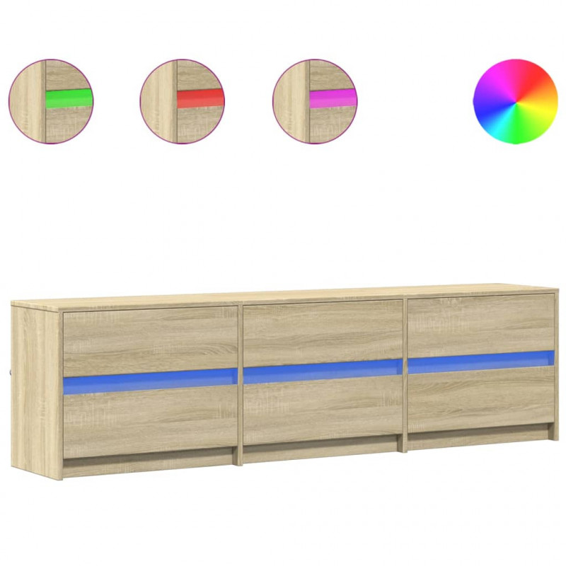 Szafka pod TV z LED, dąb sonoma, 180x34x50 cm