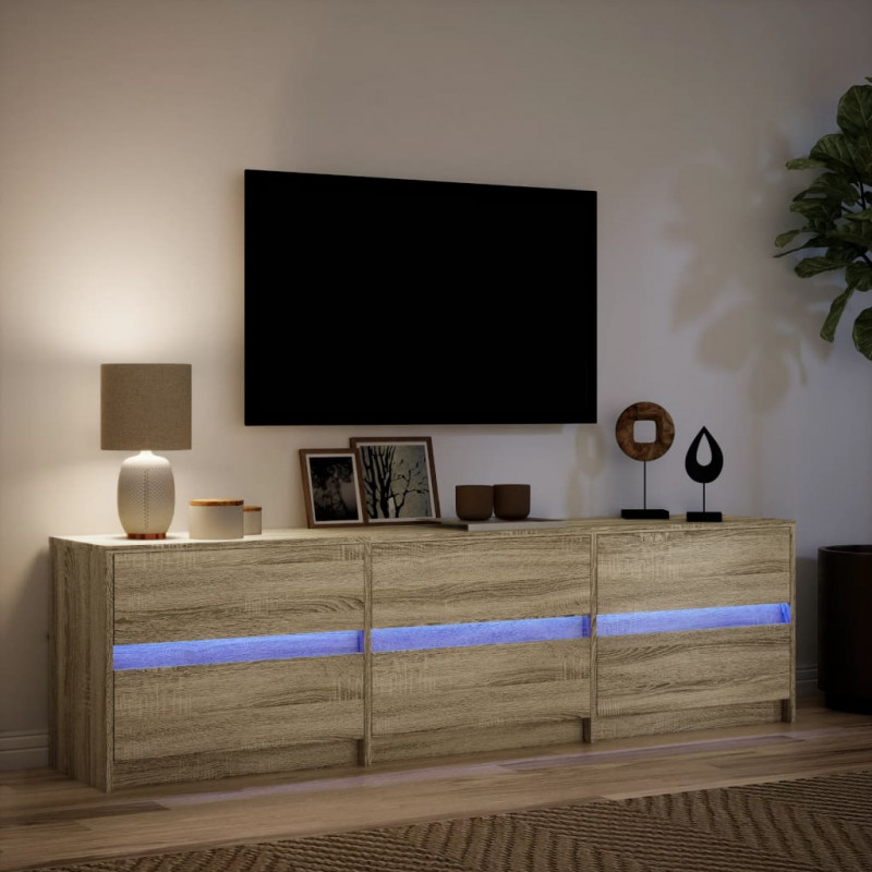 Szafka pod TV z LED, dąb sonoma, 180x34x50 cm