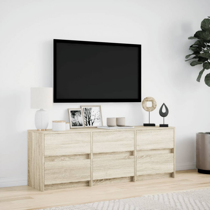 Szafka pod TV z LED, dąb sonoma, 140x34x50 cm